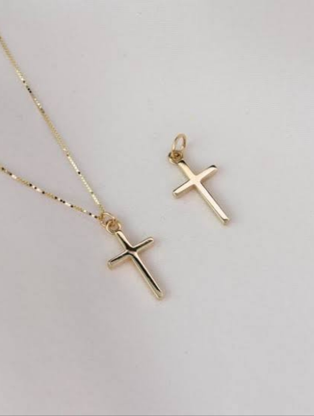 Gold 925 Silver Mini Cross Pendant Charm